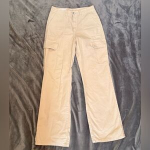 Zara TRF Mid-Rise Wide Leg Cargo Pants - Beige Sand - Size 4 / 36